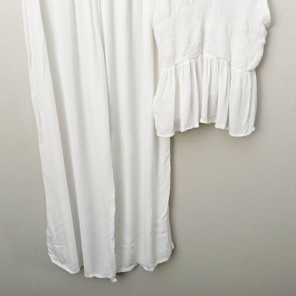 SALTY LEMON | SET White Smocked Tank Wide Leg Gauze Lace Pants White Tassel | XL - Picture 3 of 13